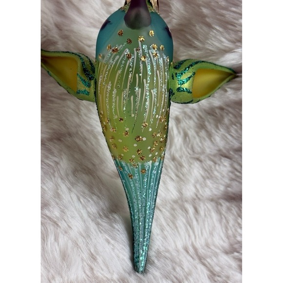 BEAUTIFUL Anthropologie Hand Blown Glass Hummingbird Ornament • Poland • Glitter - Picture 9 of 11